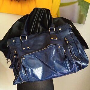 EUC Longchamp Patent Leather Blue Shoulder Bag